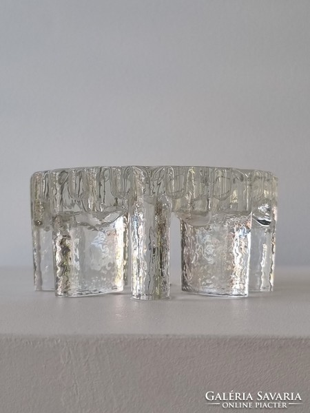 Vintage crystal glass candle holder, decoration - solid, heavy glasswork