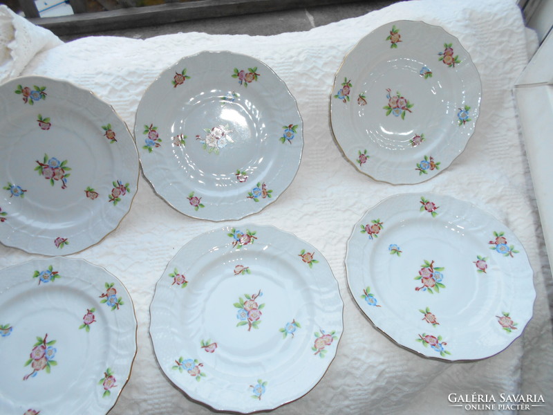 Herend peach flower cake set - 6 small plates
