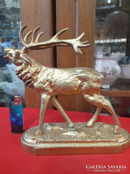 Solid copper painted stag figural sculpture. 23 Cm.