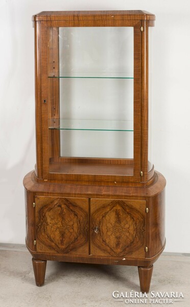 Art deco style display case - walnut wood