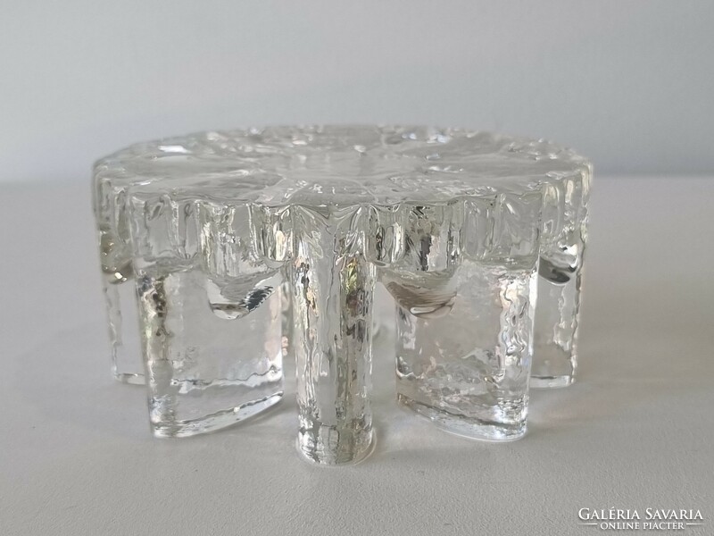 Vintage kristályüveg mécsestartó, dekoráció -tömör,nehéz üvegmunka