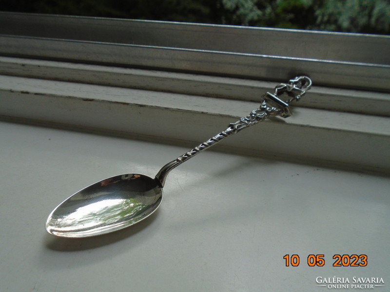Unique goldsmith's figural miniature capricorn star sign on a silver decorative spoon