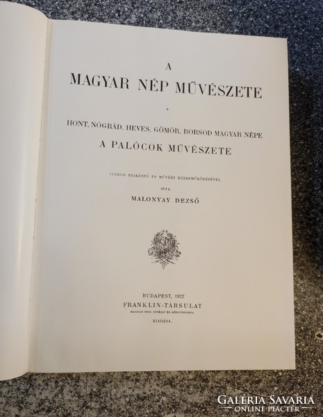 A magyar nép művészete V. - A palócok művészete (reprint) Malonyay Dezső.