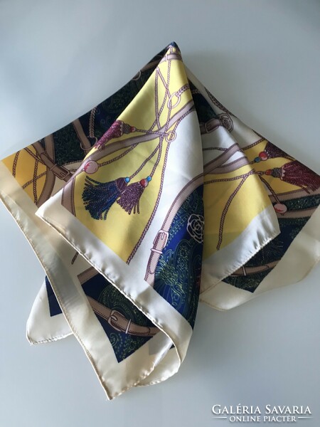 Silk scarf with lace decorations, 62 x 62 cm