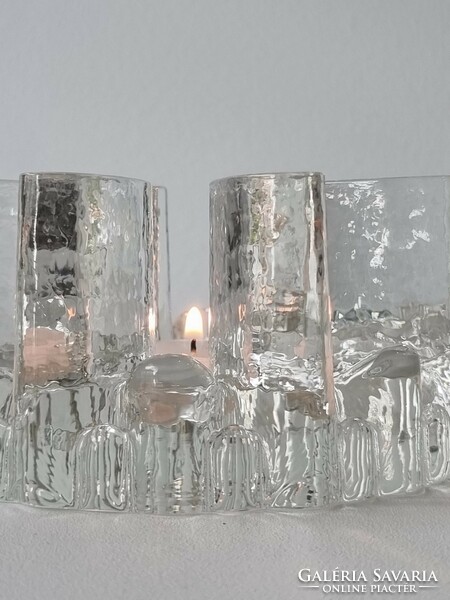 Vintage crystal glass candle holder, decoration - solid, heavy glasswork