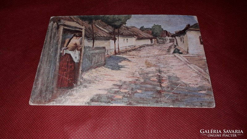 Antique 1920. Postcard Sándor Bihari (1855 - 1906): abandoned with his painting according to the pictures