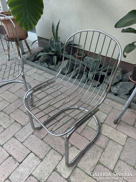 Gastone Rinaldi style retro cane tubular frame chairs