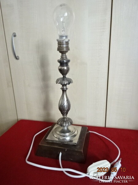 Silver-plated candlestick from 1897. Made into a lamp. Jokai.