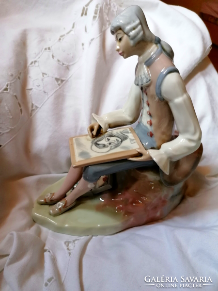 Vintage, art deco, szépséges porcelán kisplasztika, "a festőművész"