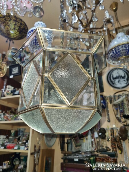 Old renovated polished glass pendant lamp
