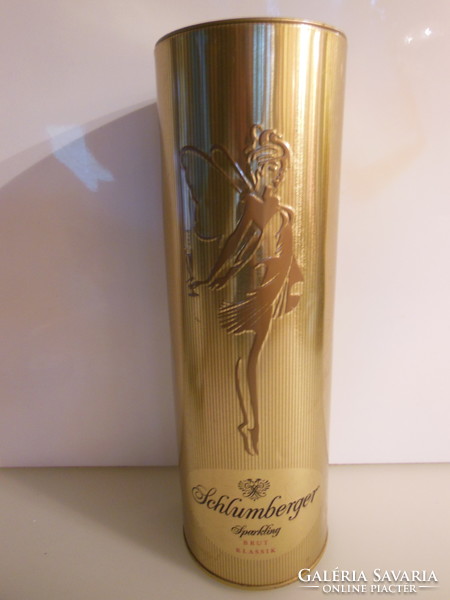 Box - 32 cm - metal - schlumberger - embossed - champagne - Austrian - 32 x 11 cm - good condition