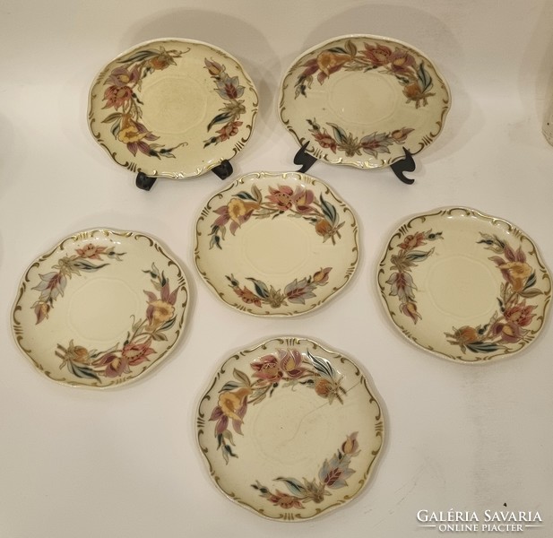 Antique Zsolnay lily flower 6 tea saucers - ep