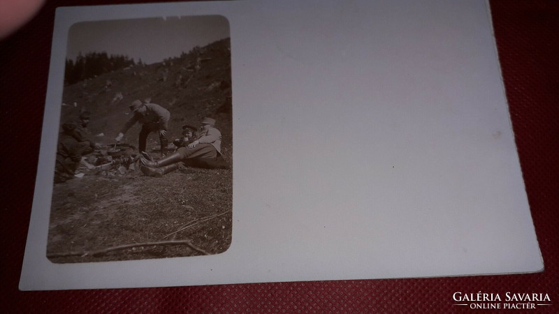 1918.Antik tábori csendőrség pihenőidő főzőcske kép fotó képeslap BELGRÁD a képek szerint