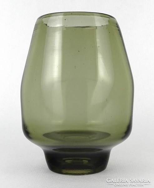 1N037 Művészi mid century füstüveg váza 18 cm