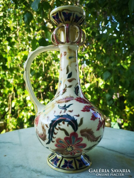 Antik Zsolnay  gyönyörű dísz  korsó különleges ritka darab 1800-as évek XIX. Század. Családi Pecsét