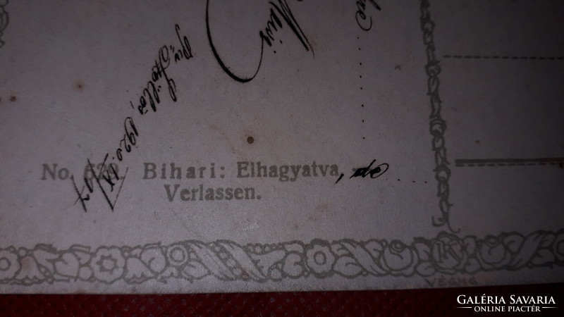 Antik  1920. képeslap Bihari Sándor (1855 - 1906)  : Elhagyatva festményével a képek szerint