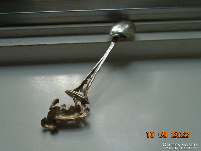 Antique goldsmith's figural miniature capricorn star sign on pedestal 800 silver decorative spoon