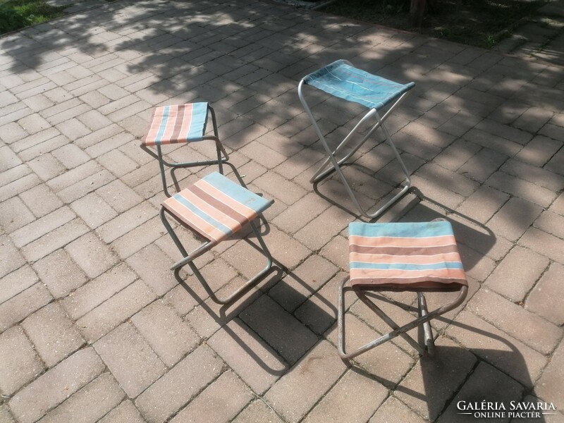 Mid century retro loft metal frame beach chair camping chair pioneer camp balaton socialism 4pcs.