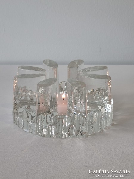 Vintage crystal glass candle holder, decoration - solid, heavy glasswork