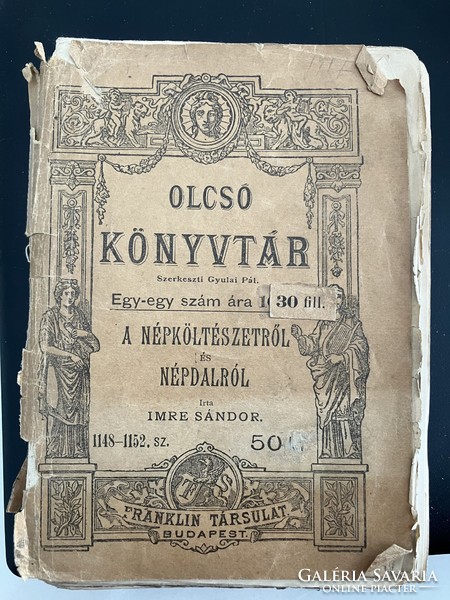 Sándor Imre: antique booklet about folk poetry and folk songs, 1900, Franklin troupe