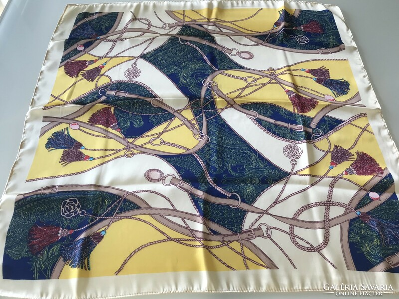 Silk scarf with lace decorations, 62 x 62 cm