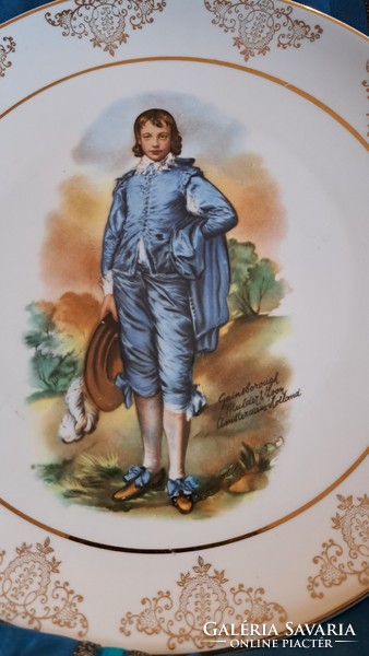 Barokk "Kék fiú" festésű dísztányér, porcelán tál (M3750)