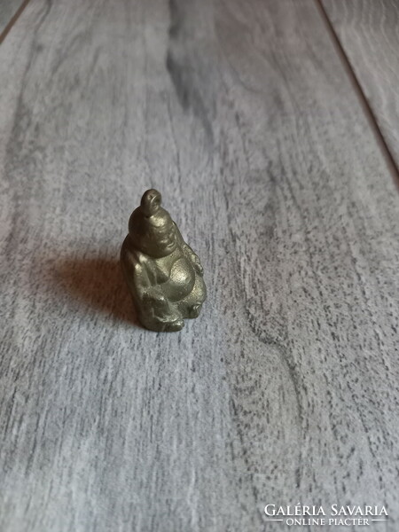 Régi pocakos kis réz Buddha szobor/medál (3,5x2,6x1,6 cm)