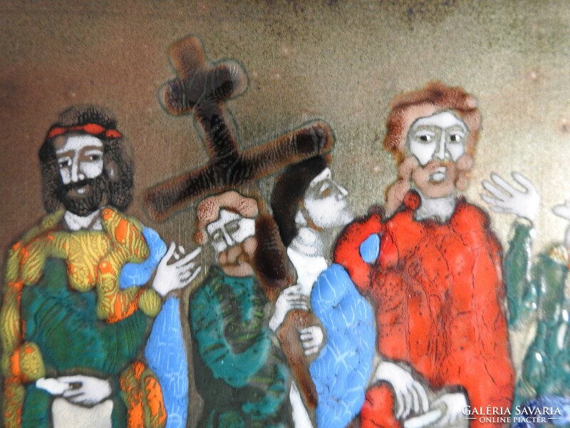 Tűzzománc kép - Jézus levétele  a keresztről
