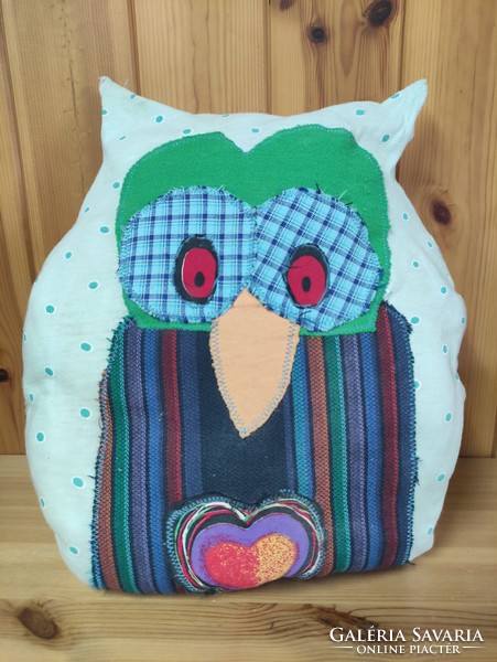 Handmade patch work owl pillow