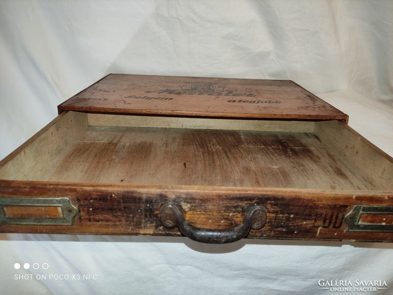 Antique mezvater torpedo knitting shop drawer wooden box cabinet sewing box thread holder