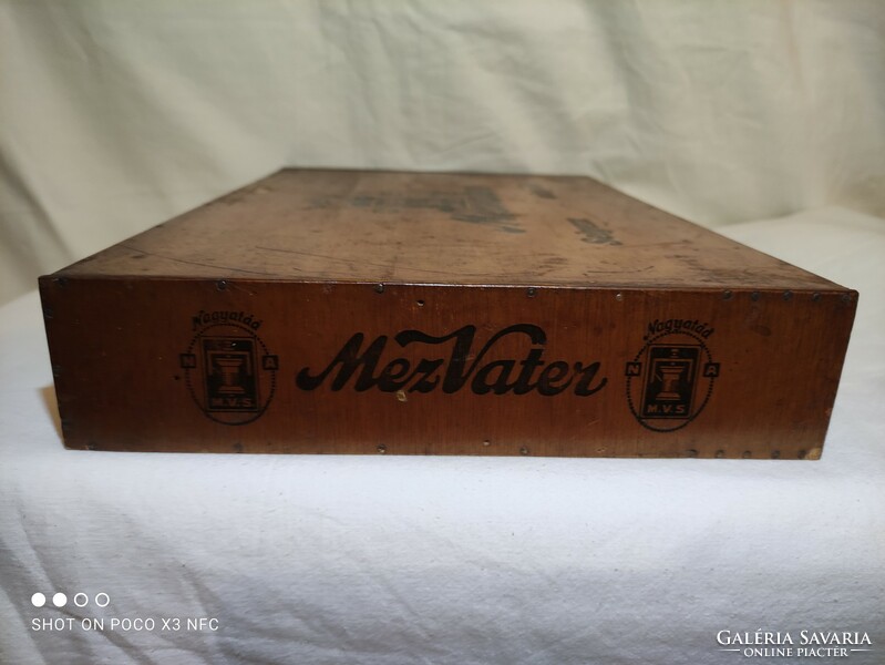 Antik MEZVATER TORPEDO  szatócsbolti  fiók fa doboz szekrény varródoboz cérnatartó