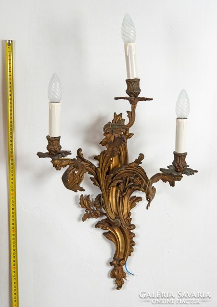 Pair of gilded bronze baroque wall arms