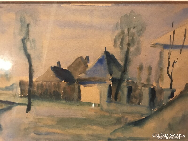 A watercolor painting by Tamás Ervin (1922-96), Münkacsy Prize-winning painter