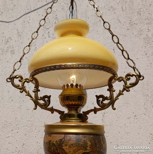 Copper chandelier lamp with ceramic insert