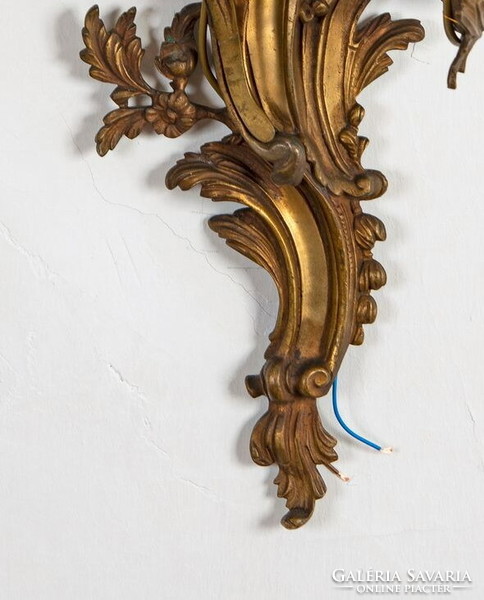 Pair of gilded bronze baroque wall arms