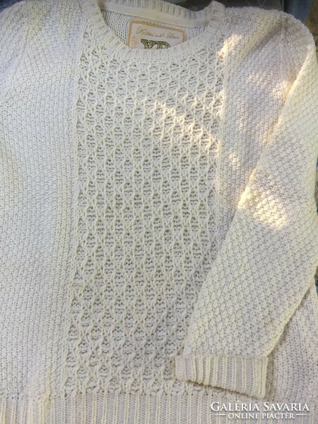 PRIMARK - Aranyszállal kötött csipke-mintás ír lányka pulóver 10-12 éves, 152 cm méretre