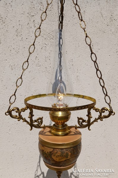 Copper chandelier lamp with ceramic insert