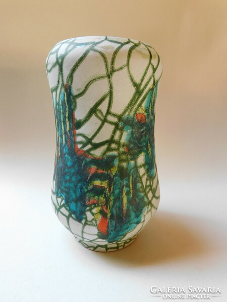 Ceramic vase by industrial artist Béla Mihály with an abstract pattern