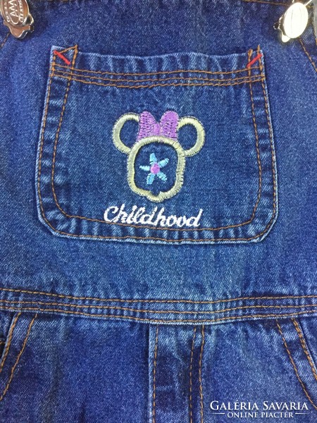 Lined denim overalls, high-quality, bridle long trousers, size 86-92 cm, for children aged 2-3