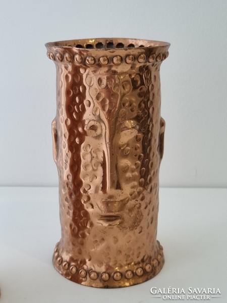 Copper industrial candlestick and vase - modernist goldsmith works (60s)