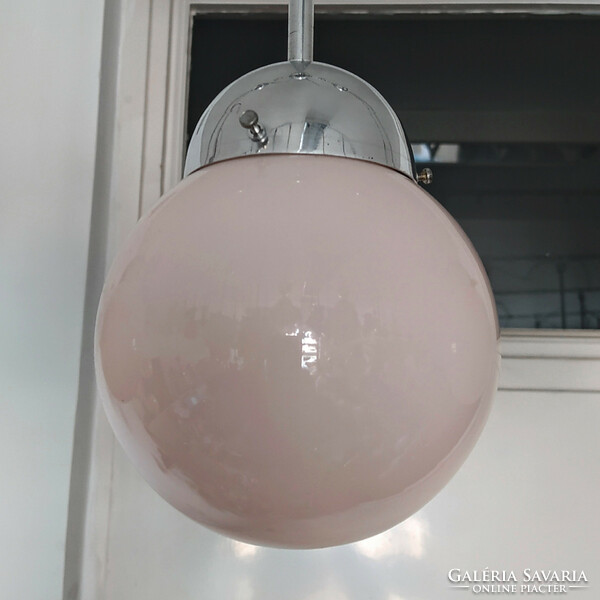 Art deco - Bauhaus menyezeti lámpa trió felújítva - rózsaszín gömb búra