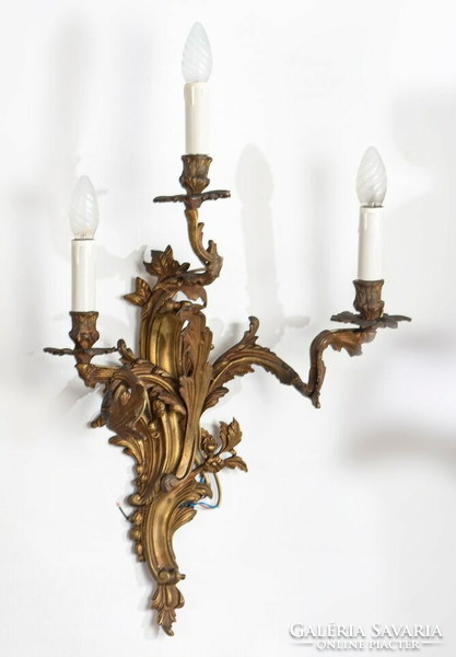 Pair of gilded bronze baroque wall arms