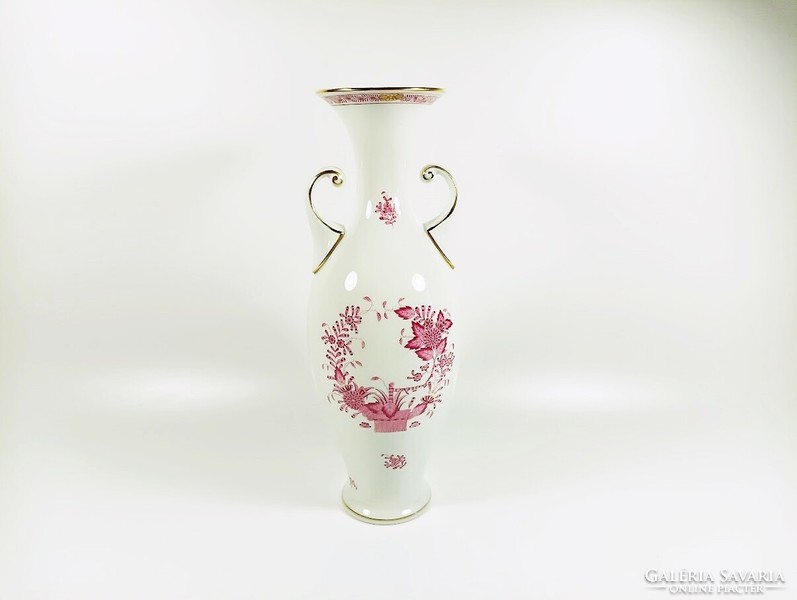 Herend, purple Appony pattern vase, hand-painted porcelain, flawless (h119)