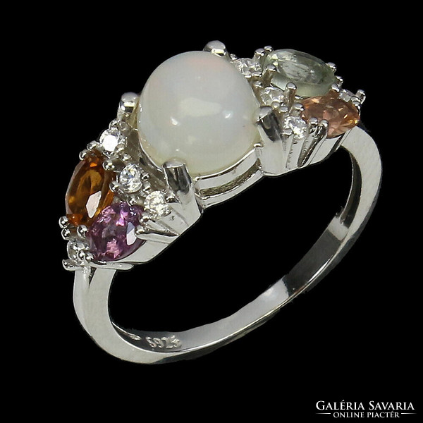 54 And real fire opal tourmaline 925 silver ring