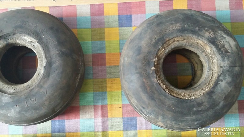Four old small rubber wheels - tires (predecessors of 3 cordatic -taurus)