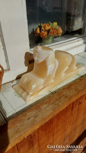 I discounted it! Unique marble sphinx statue bookend door support special milky yellow veined color
