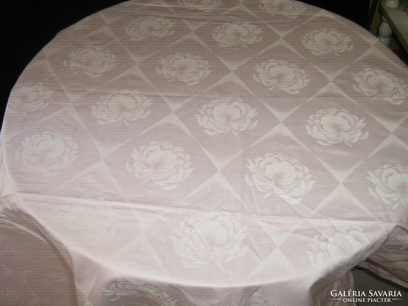 Beautiful vintage rosy huge pink damask tablecloth