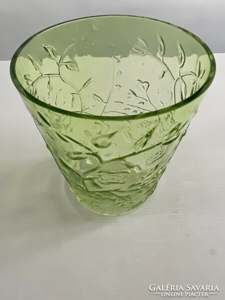 Villeroy & boch nature's essential large green glass plant pattern vase, bowl, planter