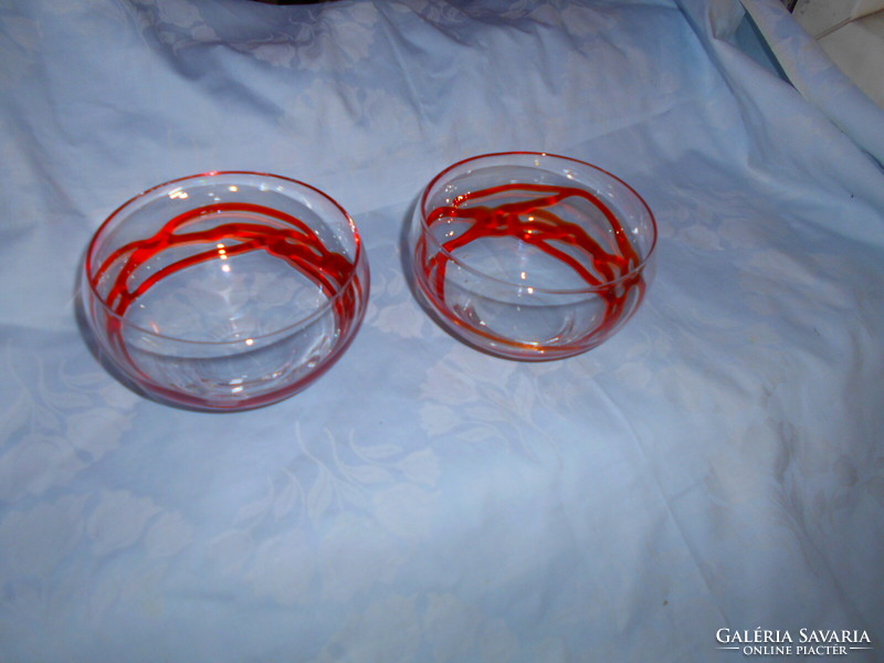 2 handmade glass bowls with fiberglass decoration - 1800/piece
