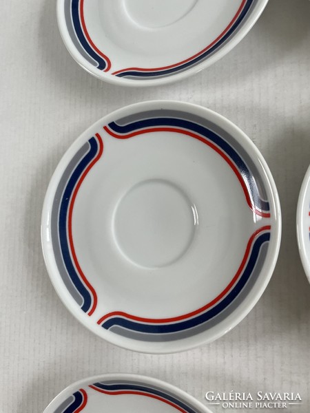 6db régi, retro Alföldi porcelán Bella, menza mintás kávéscsésze + alj